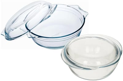 Pyrex Ovenschalen set van 2x - glas met deksel - 3,0 en 2,1 liter
