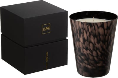 J-Line geurkaars Noa - Sandalwood - glas - zwart/goud - large - 95U