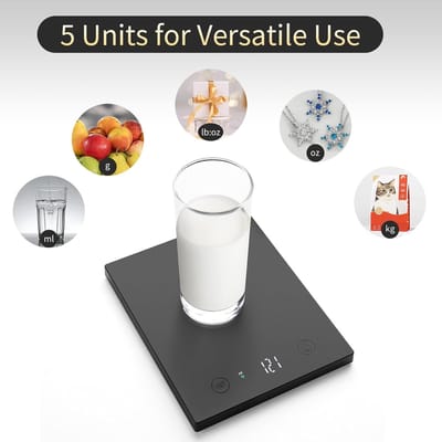 SnelShoppen - Homebuds 10 kg Digitale Keukenweegschaal, Hoge Precisie 1 g, Professionele Keukenweegschaal met LED, Zwart, Inclusief 3 x AAA Batterijen