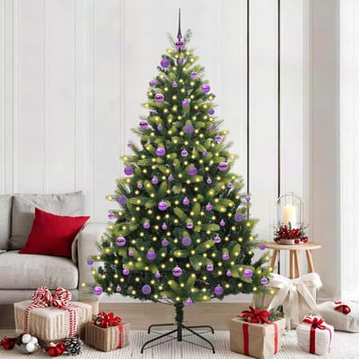 vidaXL - Kunstmatige - Scharnierende - Kerstboom - 300 - LEDs - Groen - 210 - cm