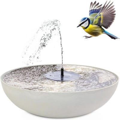 Ronde Tuinfontein op Zonne-energie 45 cm Beige Grijs Drijvend Decoratief
