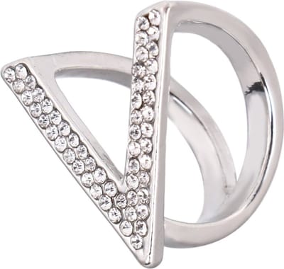 Fako Bijoux® - Sjaalklem - Sjaal Klem - Sjaal Ring - V-Model Strass - 26x27x22mm - Zilverkleurig