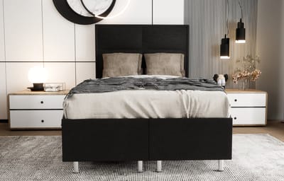 Nessa® - Opbergruimte Boxspring Block - 120x200 - Zwart - Inclusief Orthopedisch Pocketvering Matras - 500m2 veren