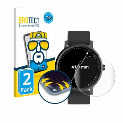 BROTECT - Screenprotector voor Horloges (Rond, ø: 41 mm) - Folie Beschermfolie transparant volledig dekking - 2 Stuks