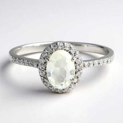 Cavill - Zilveren ring met orthoklaas 0,61 ct en witte topaas 0,17 ct - 925 sterling zilver - elegante ovale geslepen ring - Madagaskar edelsteen