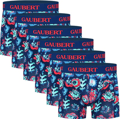 Boxershorts met print | Bamboe | Merk: Gaubert | Kleur: Blauw | Bloemen | Heren | 6 stuks