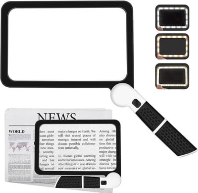 Grote Leesloep - Vergrootglas met licht - Boeken Lezen - 48 LED Verlichting - 18.5 x 11.2 cm - Zwart