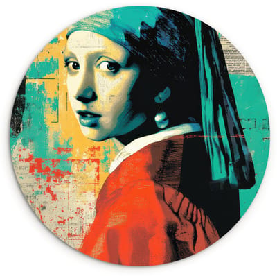 WallCircle® Wandcirkel 120x120 cm - Muurcirkel Klassiek - Pareloorbel - Streetartstijl - Kleurrijk - Muurdecoratie woonkamer - Wanddecoratie slaapkamer - Kamer decoratie accessoires - Ronde schilderijen XXL