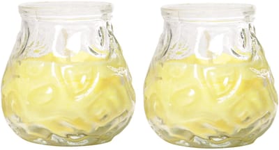 Citronella Lowboy Tafelkaars - 2x - 7 cm - 17 branduren - citrusgeur - citronella sfeerkaarsen