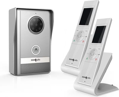 Doorsafe 4260 + 2 x scherm - Draadloze camera deurbel - 2 x 2.4″ Scherm - Draadloos, standaard bereik - Deurbel op stroom of 2 x type C batterijen - Laag resolutie beeld - Full Duplex audio - Opslag foto's in scherm