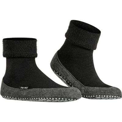 FALKE Cosyshoe Noppen op de zool wol huissokken heren zwart - maat 41-42