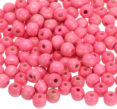 Houten kralen, haarvlechtkralen, onafgewerkte natuurlijke vathouten afstandhouders, kralen voor knutselwerk, haar, macramé, sieraden maken, roze, 14 x 13 mm, gat van 5 mm, 200