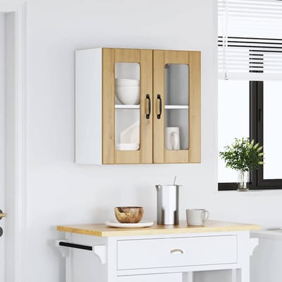 Wandmontage Keukenkastje met Glazen Deur Lucca Collectie Artisan Eiken Afwerking Houtvezelplaat