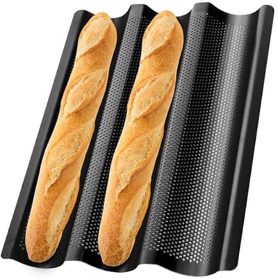 Baguette Bakvorm voor 3 Stuks - Anti-aanbak Baguette Plaat voor Perfecte Broodjes