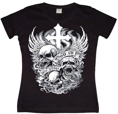 Hybris Dames-T-shirt 'God Is My Judge' in meisjesachtige stijl SH-5-12664-L23