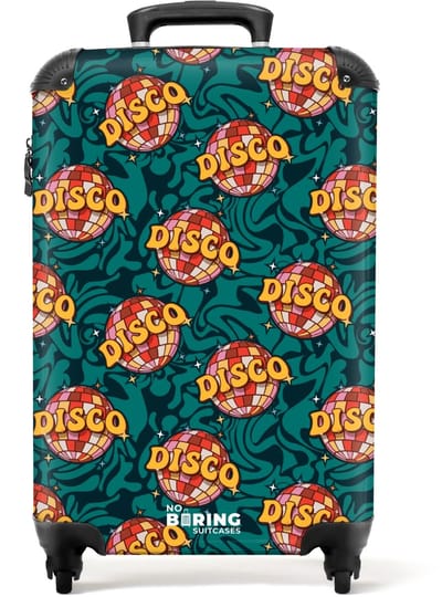 NoBoringSuitcases.com - Koffer - Retro disco wave bal patroon kleurrijk - Past binnen 55x40x20 cm en 55x35x25 cm - Trolley handbagage - Valiezen met wieltjes volwassenen - Reiskoffer op wielen - Rolkoffer lichtgewicht