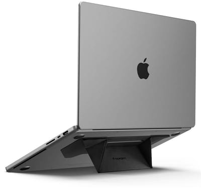 Spigen Ergonomische Zelfklevende Laptopstandaard & Verhoger | Geschikt voor Laptop en MacBook tot 16 inch | Verstelbaar | Draagbaar | Antislip | Zwart