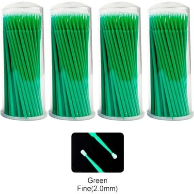 400 Pièces Applicateurs Micro Jetables Brossettes à Cils avec Manche en Plastique Embouts en Microfibre Outil Dentaire Boîte Portable green