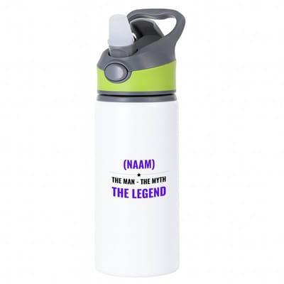 Hacebo® - the man the myth the legend met je eigen naam waterfles met rietje groen - iemand die een legend is - de man - myth - mythe - legendarisch - verjaardagscadeau - verjaardag - cadeau - kado - geschenk - gift - water fles - 650ML