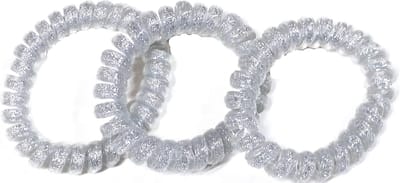 Rojafit “Telefoonkabel” Haarelastiek - Maxi - Ø 50 mm - Set 3 Stuks - Zilverglitter