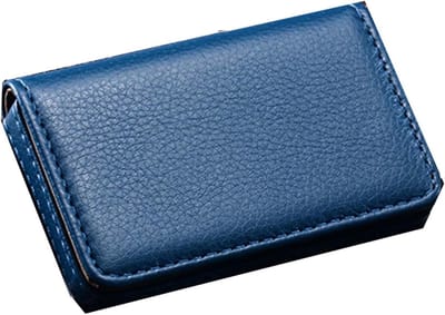 Professionele PU Leren Business Case met Magnetische Naamkaart Houder voor Mannen en Vrouwen - Blauw, Ideaal voor Werk en Reizen