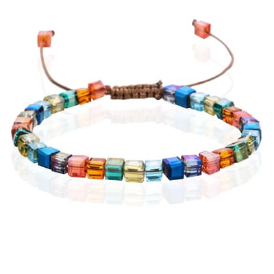 Memphis Bohemia Kralen Armband - 4mm Kristal Glas Multi