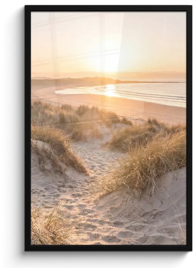 Poster in lijst - Fotolijst 60x90 cm - Posters - Duinen - Strand - Zee - Posterlijst zwart - Decoratie - Wanddecoratie woonkamer - Muurdecoratie slaapkamer