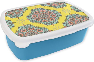 Broodtrommel Blauw - Lunchbox - Brooddoos - Barok - Abstract - Patronen - Bloemen - 18x12x6 cm - Kinderen - Jongen