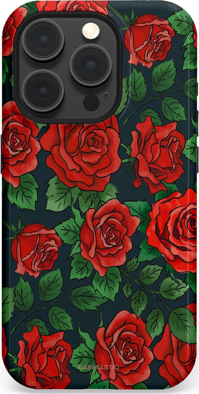 Casetastic Hoesje Geschikt voor Apple iPhone 15 Pro Magsafe - Stijlvolle Beschermende Duo-layer Case - Rozen rood