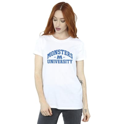 Disney Dames/Dames Monsters University Logo Boyfriend T-shirt (Wit)