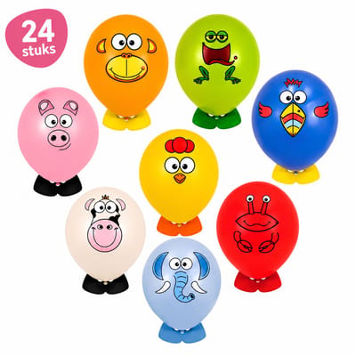 Uitdeelcadeaus Isa's Friends® Dieren Ballonhoofden - 24 Stuks - Traktatie