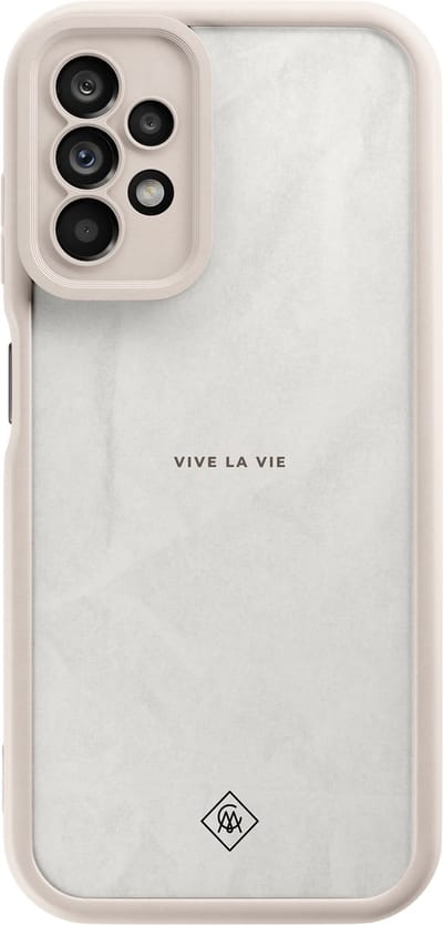 Casimoda® hoesje - Geschikt voor Samsung Galaxy A23 - Vive La Vie - Zwart TPU Backcover - Tekst - Bruin/beige