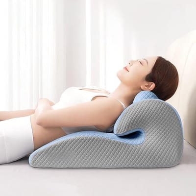 KZQ Wigvormig kussen voor volwassenen, heupkussen voor koppels, intiem kussen van traagschuim – geschikt voor koppels en zwangere vrouwen, voor extra comfort. Verkrijgbaar in twee stoffen (blauw-2).