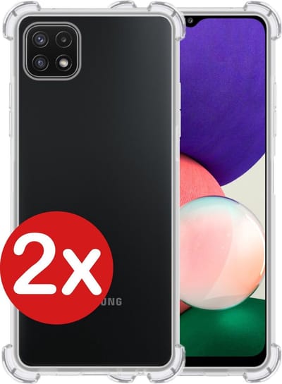 Hoesje - 2 Stuks - Geschikt voor Samsung Galaxy A22 4G - Sterk & Shockproof - Back Cover - Siliconen Case - Telefoon Hoes Shock Proof - Telefoonhoes - Transparant