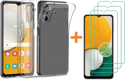 Hoesje Geschikt Voor Samsung Galaxy A13 5G / A04s Hoesje siliconen transparant Met 3x Screenprotector