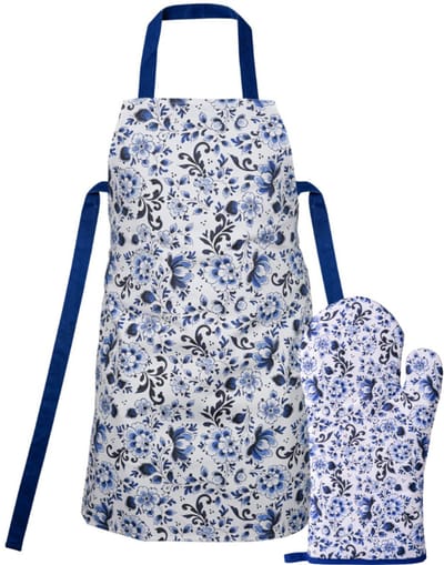 Keukenset - schort en ovenwant - keukenschort dames - Delfts blauw - Holland souvenir - Hollandse cadeautjes - cadeauset vrouw - schort Holland