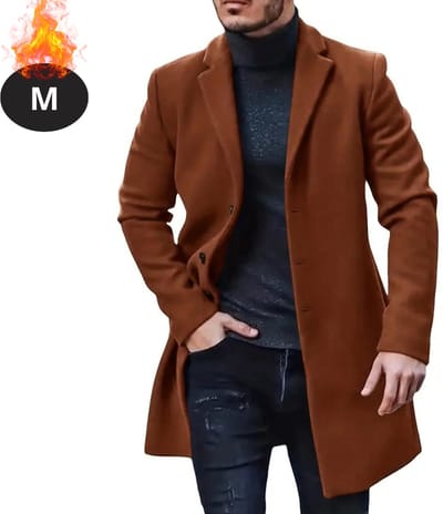 Livano Winterjas - Trenchcoat - Heren - Winter - Herfstjas - Volwassen - Stijlvol - Knopen - Kastanjebruin - M