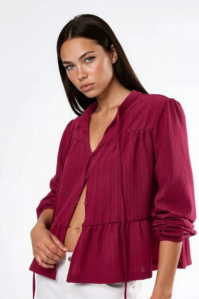 Langemouwen Tippet Kragen Blouse