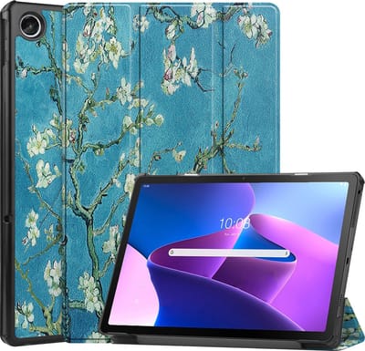 Hoesje - Geschikt voor Lenovo Tab M10 Plus (3e / 3rd Generatie) - Dun & Stevig - Hardcover Book Case - Trifold Bookcase Hoes - Hard Cover - Tablethoes - Bloesem