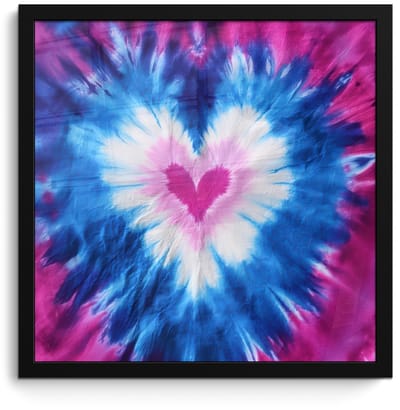 Poster in lijst - Fotolijst 40x40 cm - Posters - Hartvormig - Tie dye - Paars - Posterlijst zwart - Decoratie - Wanddecoratie woonkamer - Muurdecoratie slaapkamer