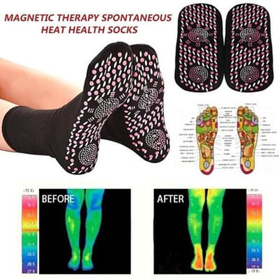 1 Paar Zelfverwarmende Magnetische Therapie Sokken Gezondheidszorg Ademend Masseur Voetverzorgingssokken rood