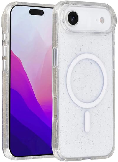 Backcover Hoesje Geschikt voor: iPhone Air - MagSafe Compatibel – Transparant Glitter Design – Krasbestendig – Slanke Bescherming met Perfecte Pasvorm - Transparant