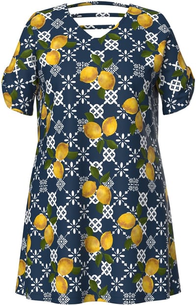Ulla Popken - Dames - Midi-jurken - Donkerblauw - Maat 58+