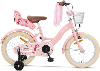 Kinderfiets met Poppenzitje 16 inch voor Meisjes en Kinderen | Geschikt voor 4-6 jaar | Verstelbaar Zadel en Stuur | Fiets met Zijwieltjes in Roze