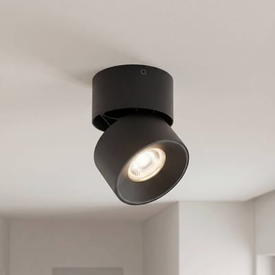 PRIOS spot Rotari basic, 1-lamp, zwart, Ø 9 cm, GU10