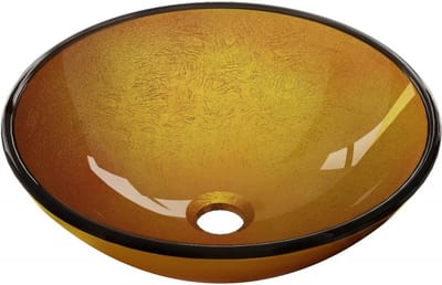 Mexen Mira glazen opbouw waskom 42 x 42 cm, goud - 24124250