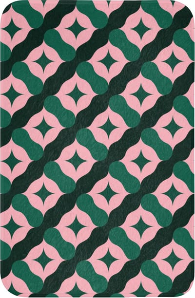 WC mat 40x60 cm - Antislip - Groen - Roze - Retro - Sterren - Toiletmat - Vloermat - Douchemat - Toilet tapijt - Toiletmatten