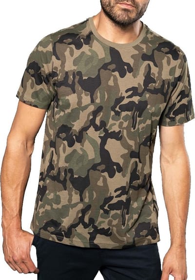 Camouflage t-shirt met korte mouwen - herenkleding - camouflage kleding - groen M