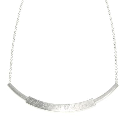 Behave - Klassieke ketting zilverkleur met hanger gekrast design - Nikkelvrij - Modeaccessoire