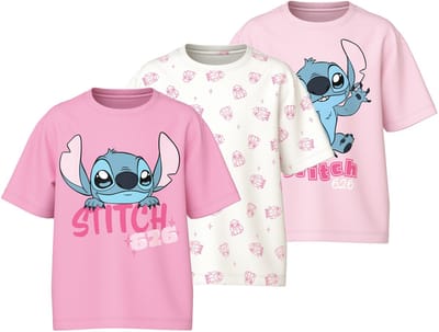 NAME IT - TKFPAKUM STITCH 3P NREG SS TOP NOOS WDI - Meisjes - T-shirts